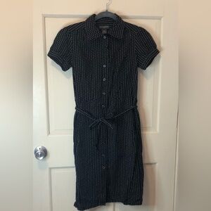 Banana Republic | Size 4 100% Cotton Dress | Black Polka Dot Button Up Dress